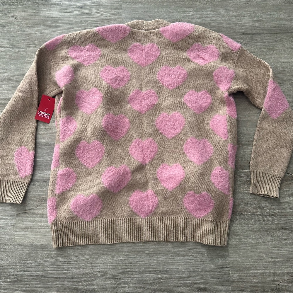 Pink Heart Patterned Cardigan Valentine’s Day